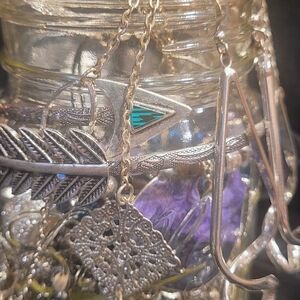 Silver-Tone Filigree & Feather Pendant Necklace - Women Jewelry